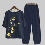 Violeta | Women's Butterfly Print Short Sleeve Lounge Set