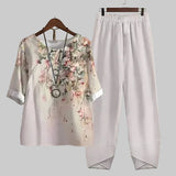 Violeta | Women's Butterfly Print Short Sleeve Lounge Set