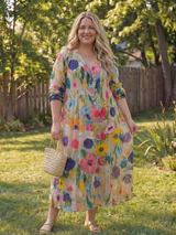 Wisteria | Women's Floral 3/4 Sleeve Maxi Dress