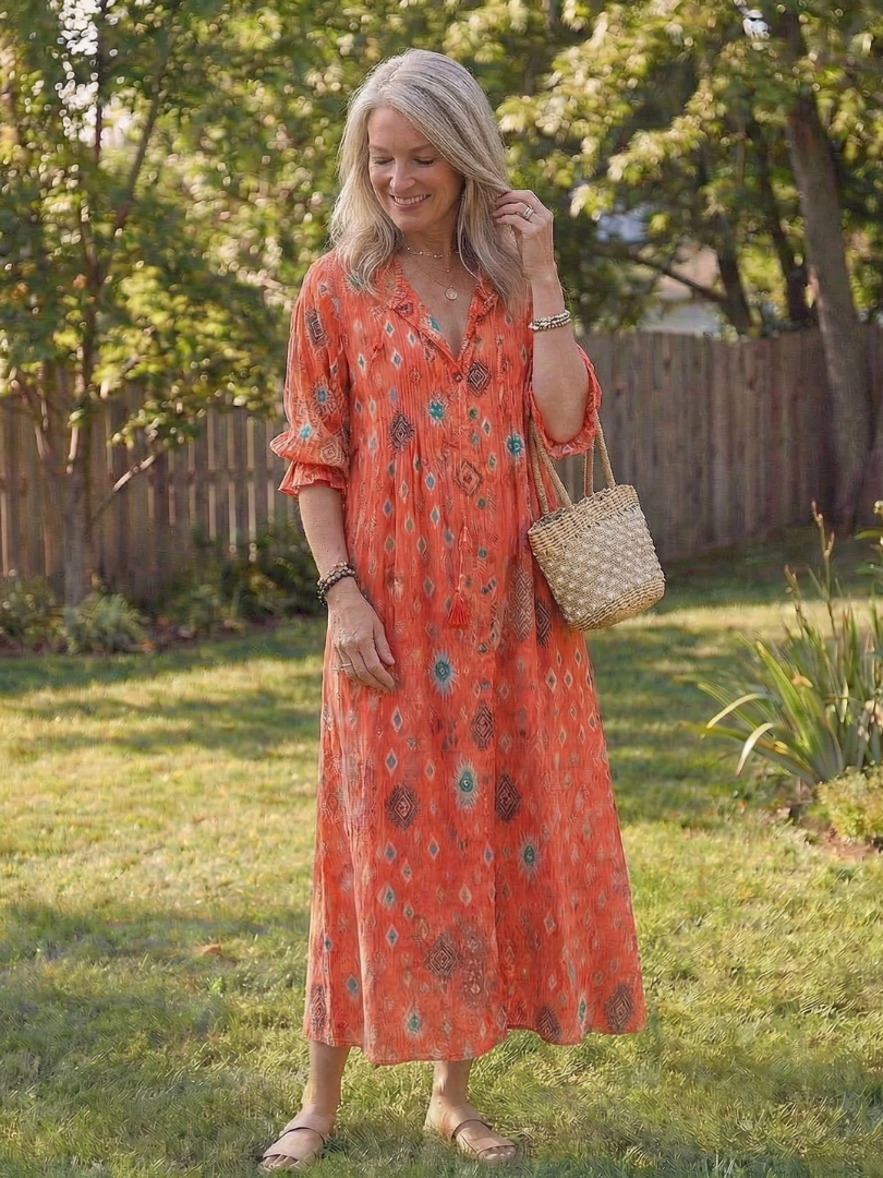 Wisteria | Women's Floral 3/4 Sleeve Maxi Dress