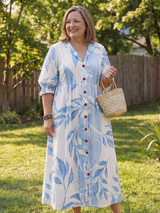 Wisteria | Women's Floral 3/4 Sleeve Maxi Dress