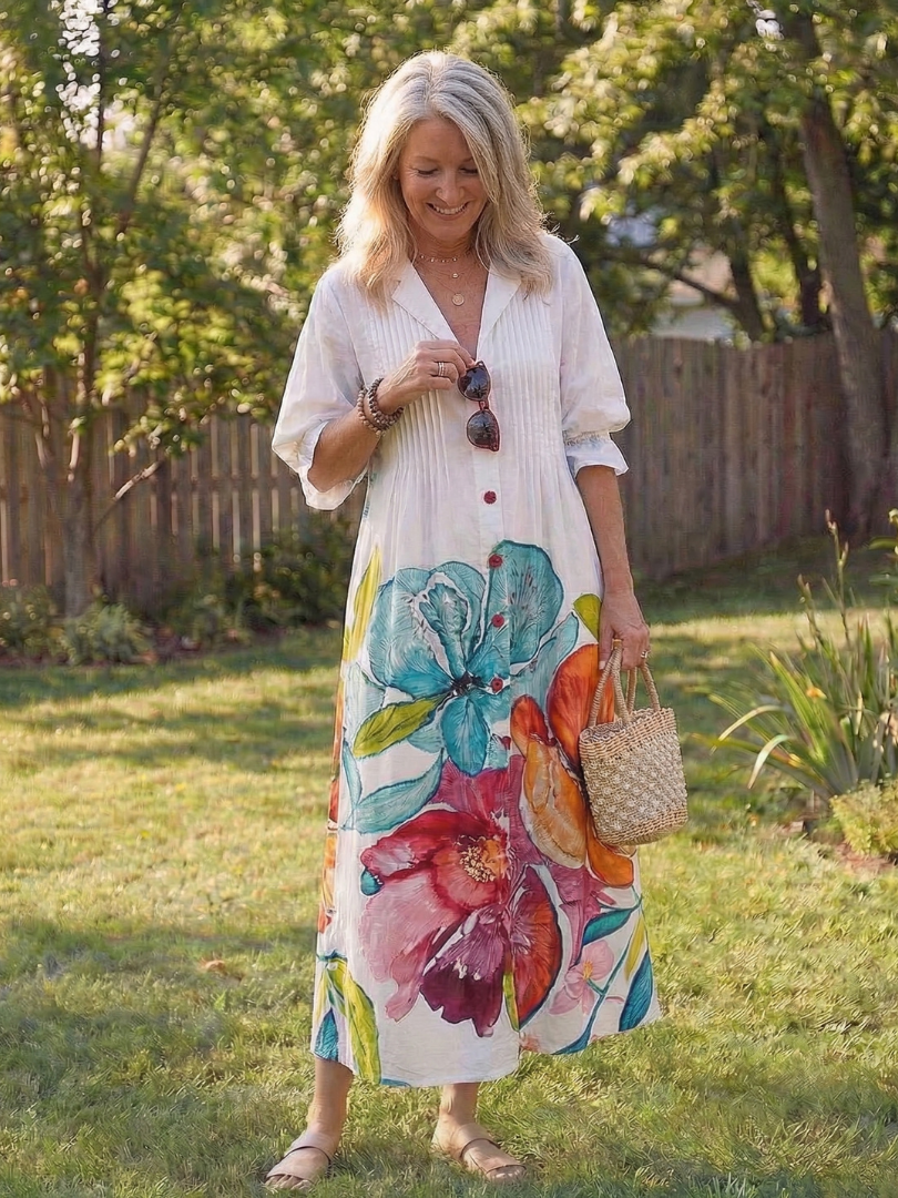 Wisteria | Women's Floral 3/4 Sleeve Maxi Dress
