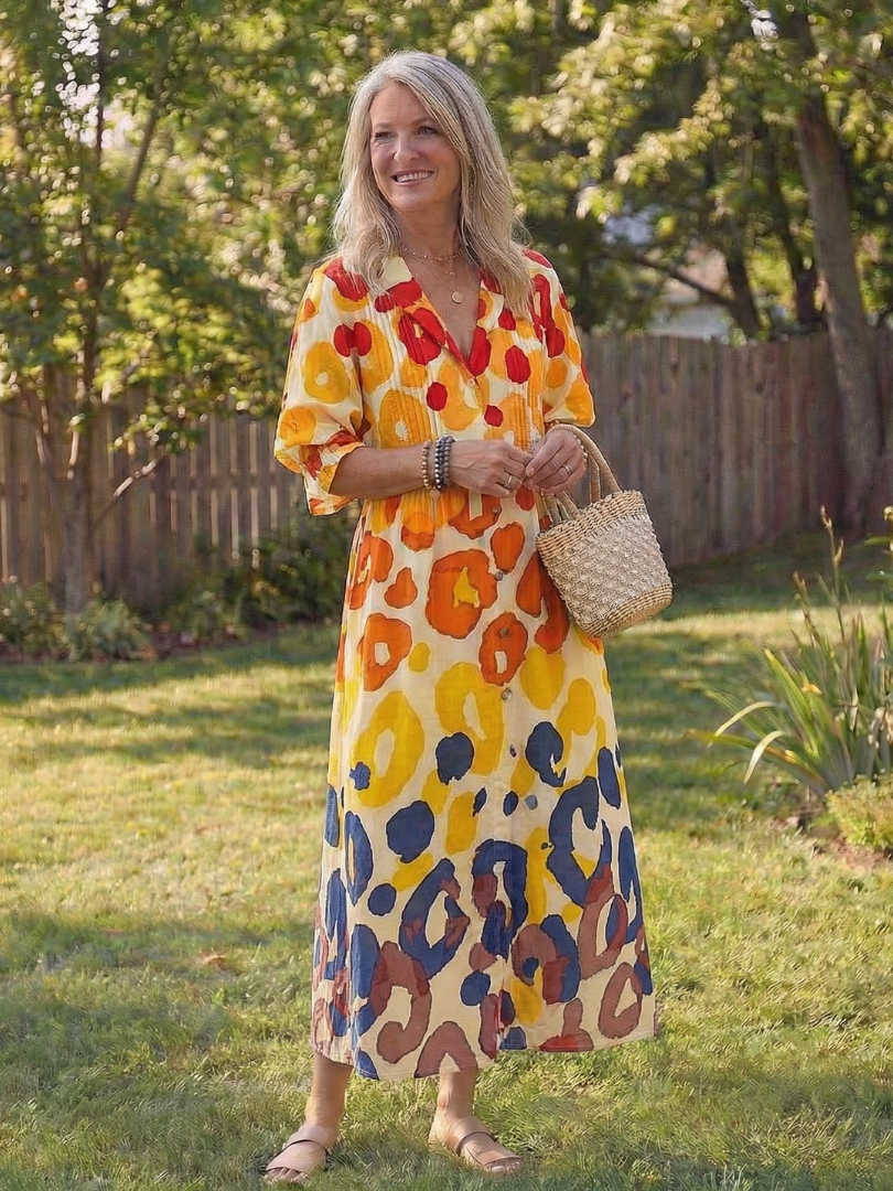 Wisteria | Women's Floral 3/4 Sleeve Maxi Dress