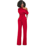 Dalissa | Women's One-Shoulder Wide-Leg Jumpsuit Belted Formal Playsuit