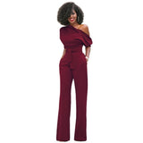 Dalissa | Women's One-Shoulder Wide-Leg Jumpsuit Belted Formal Playsuit