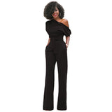 Dalissa | Women's One-Shoulder Wide-Leg Jumpsuit Belted Formal Playsuit