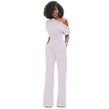 Dalissa | Women's One-Shoulder Wide-Leg Jumpsuit Belted Formal Playsuit