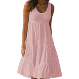 Sunny | Women's Sleeveless Tiered Ruffle Hem Swing Dress