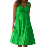 Sunny | Women's Sleeveless Tiered Ruffle Hem Swing Dress