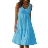 Sunny | Women's Sleeveless Tiered Ruffle Hem Swing Dress
