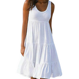 Sunny | Women's Sleeveless Tiered Ruffle Hem Swing Dress