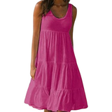 Sunny | Women's Sleeveless Tiered Ruffle Hem Swing Dress