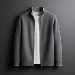 Bordeaux Fine Knit Zip Men's Jacket - Gray