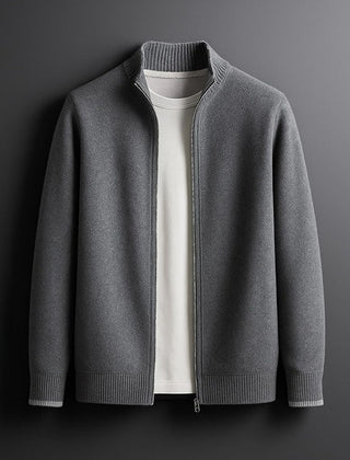 Bordeaux Fine Knit Zip Men's Jacket - Gray