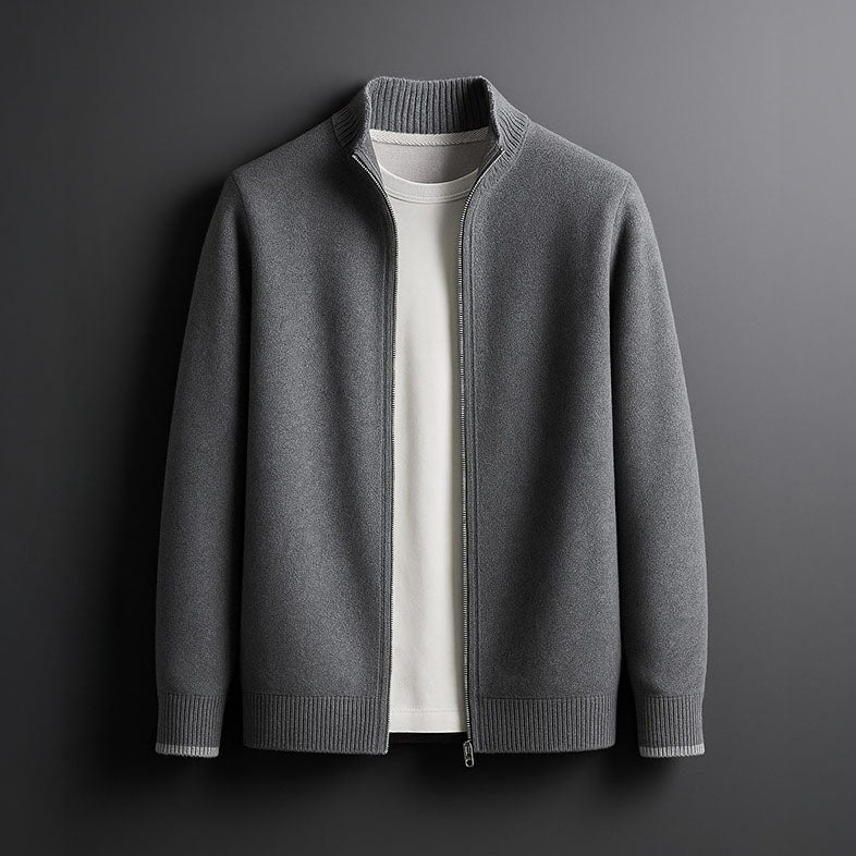 Bordeaux Fine Knit Zip Men's Jacket - Gray