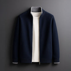 Bordeaux Fine Knit Zip Men's Jacket - Blue