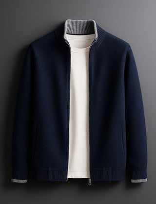 Bordeaux Fine Knit Zip Men's Jacket - Blue