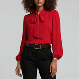 Yvette | Women's Tie Neck Puff Sleeve Blouse