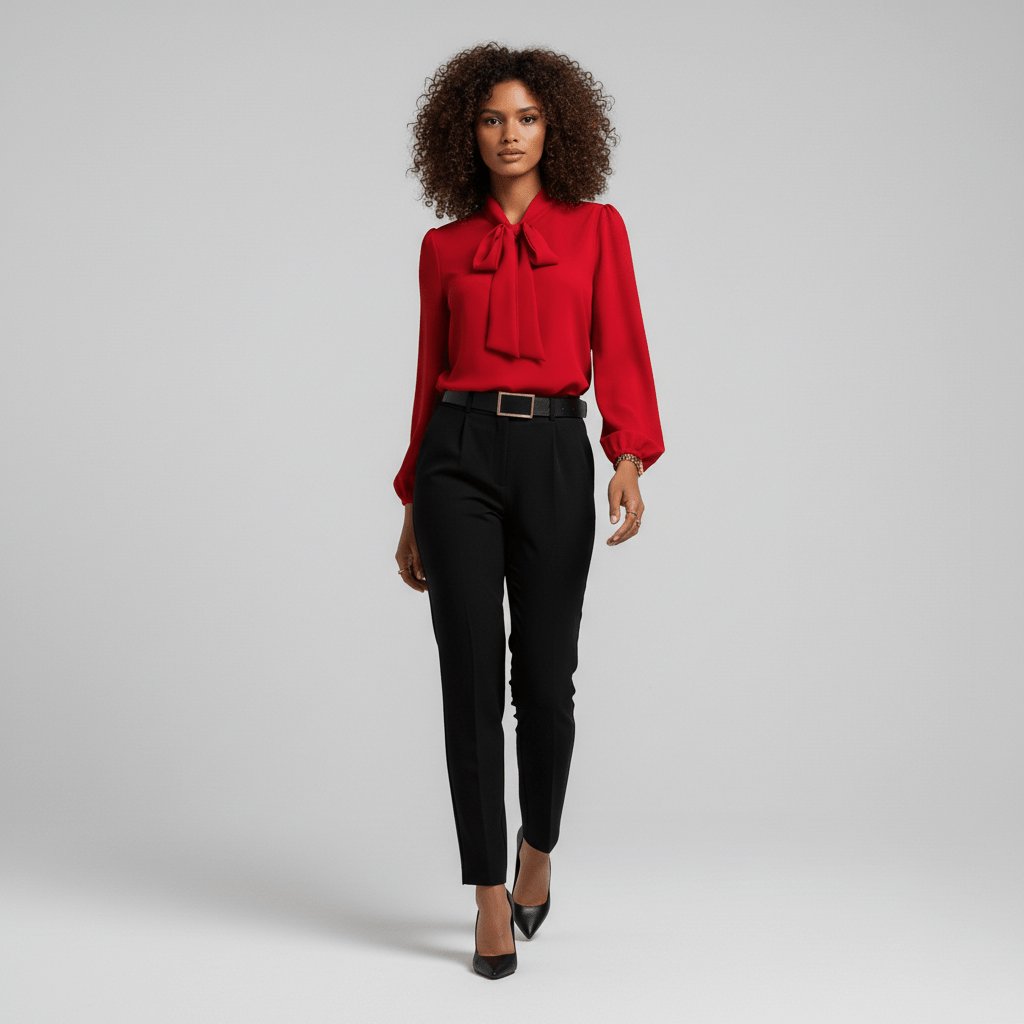 Yvette | Women's Tie Neck Puff Sleeve Blouse