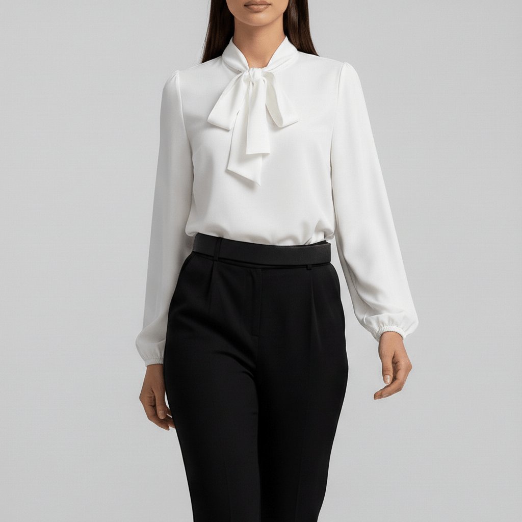 Yvette | Women's Tie Neck Puff Sleeve Blouse