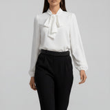 Yvette | Women's Tie Neck Puff Sleeve Blouse