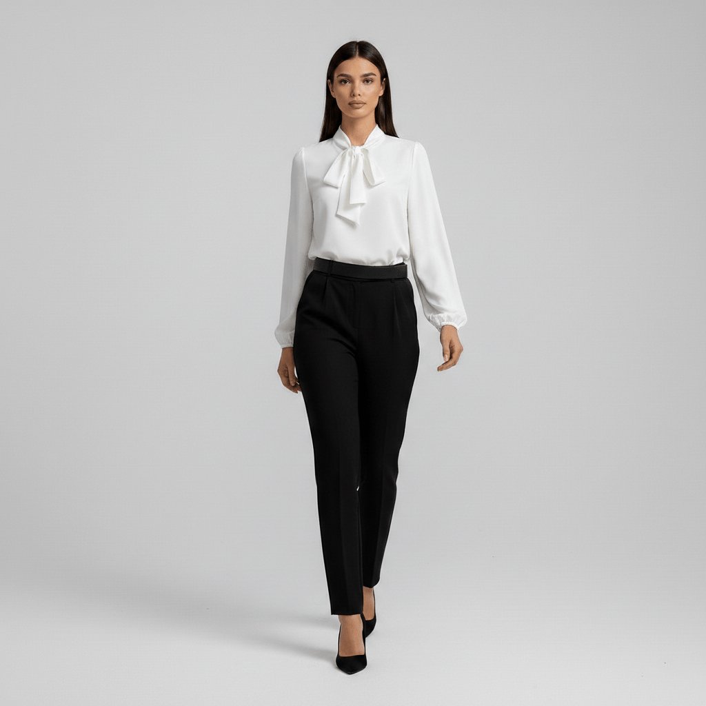 Yvette | Women's Tie Neck Puff Sleeve Blouse