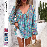 Zadie | Women's Boho Floral Long Sleeve Tunic Blouse
