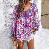 Zadie | Women's Boho Floral Long Sleeve Tunic Blouse