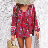 Zadie | Women's Boho Floral Long Sleeve Tunic Blouse