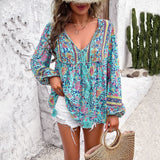 Zadie | Women's Boho Floral Long Sleeve Tunic Blouse