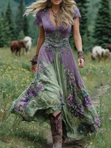 Zephyrine | Women's Floral Maxi Dress V-Neck