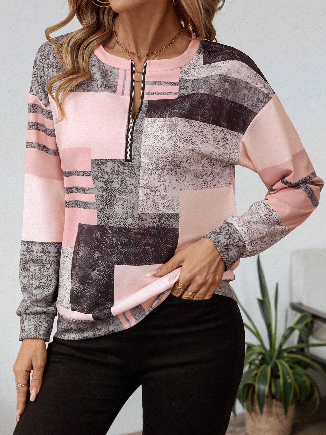 Zinnia | Women's Abstract Print Long Sleeve Top