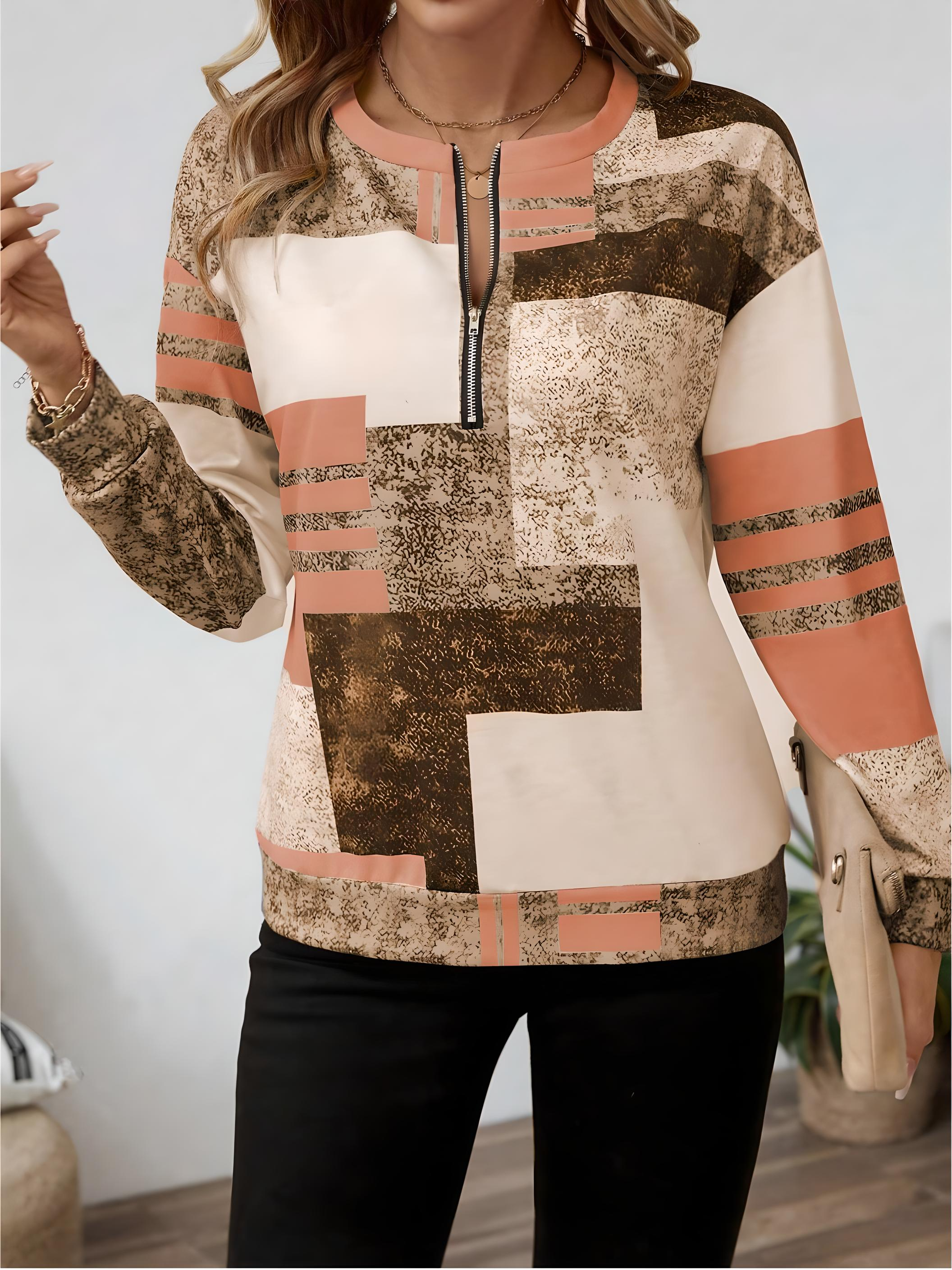 Zinnia | Women's Abstract Print Long Sleeve Top