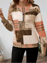 Zinnia | Women's Abstract Print Long Sleeve Top