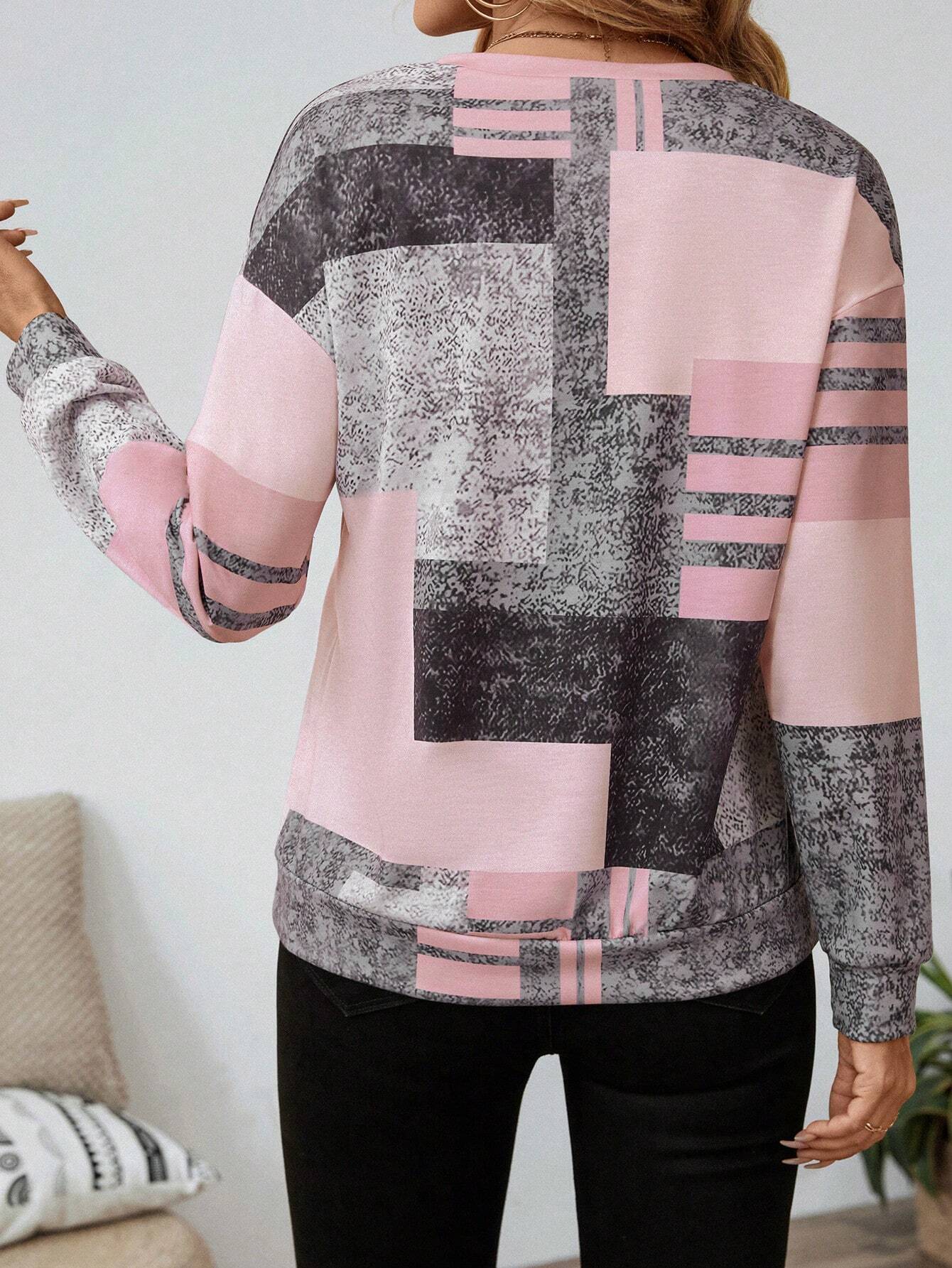 Zinnia | Women's Abstract Print Long Sleeve Top