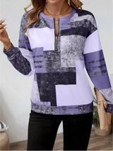 Zinnia | Women's Abstract Print Long Sleeve Top