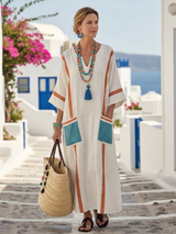 Zinnia | Women's V Neck 3/4 Sleeve Maxi Dress