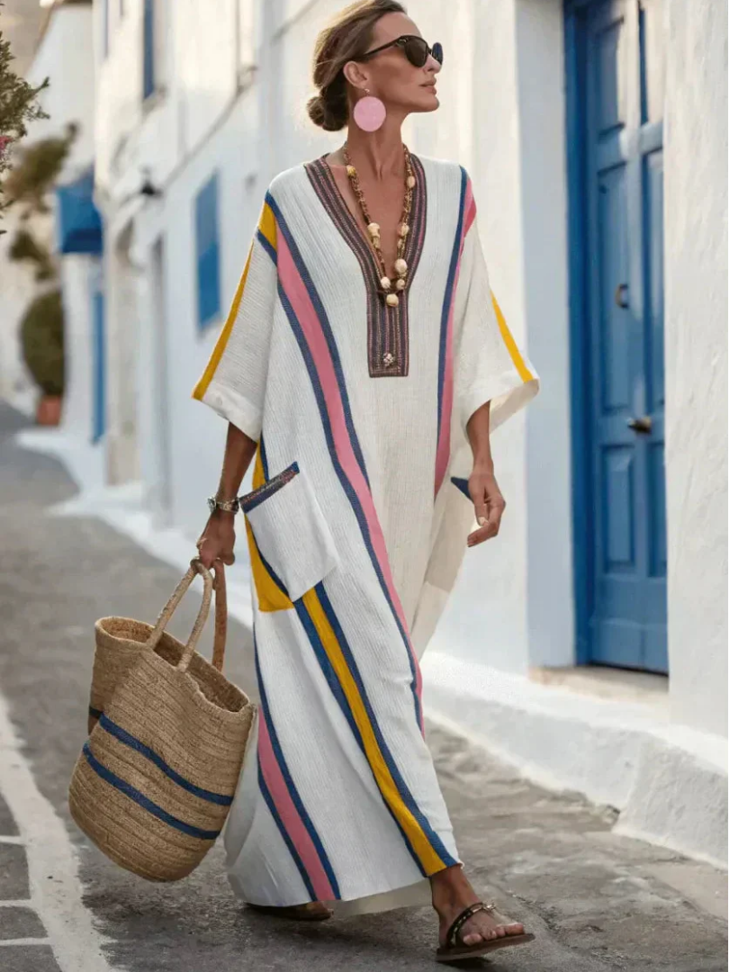 Zinnia | Women's V Neck 3/4 Sleeve Maxi Dress