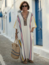 Zinnia | Women's V Neck 3/4 Sleeve Maxi Dress