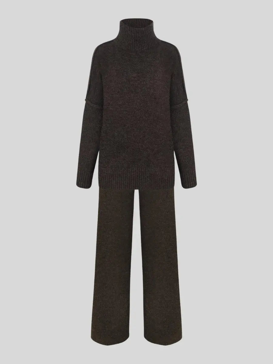 Zora | Women's Turtleneck Loungewear Set with Wide Leg Pants