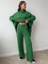 Zora | Women's Turtleneck Loungewear Set with Wide Leg Pants