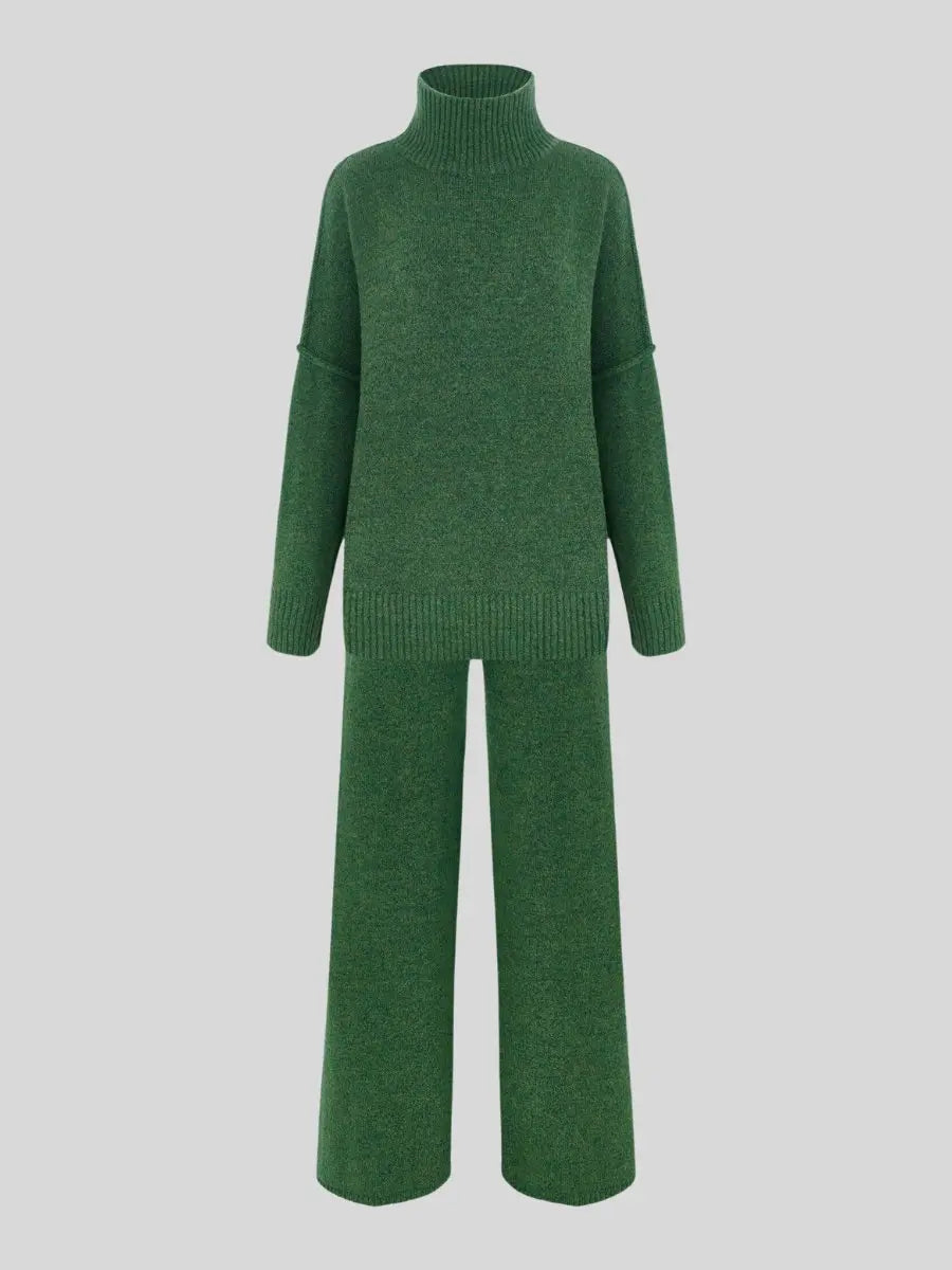 Zora | Women's Turtleneck Loungewear Set with Wide Leg Pants