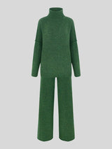 Zora | Women's Turtleneck Loungewear Set with Wide Leg Pants
