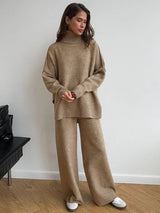 Zora | Women's Turtleneck Loungewear Set with Wide Leg Pants