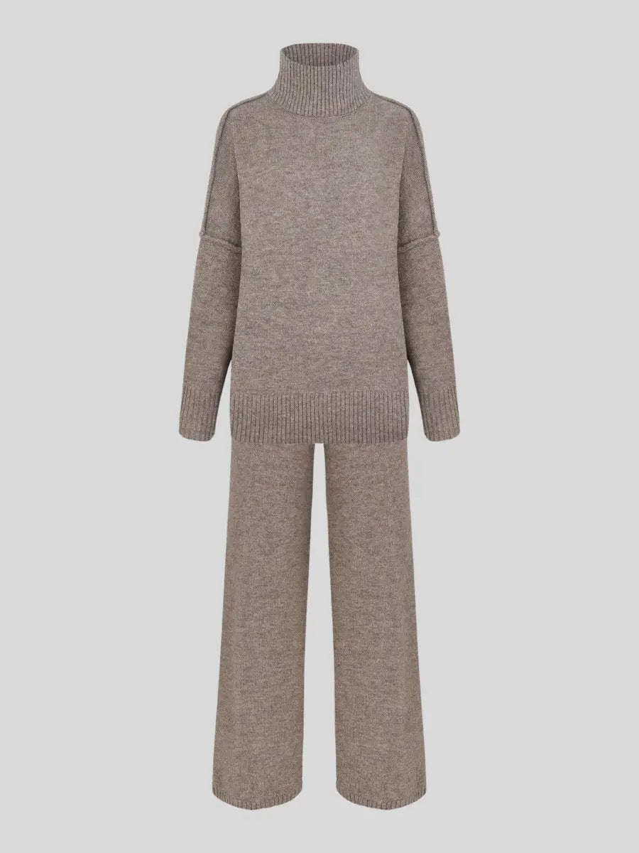 Zora | Women's Turtleneck Loungewear Set with Wide Leg Pants