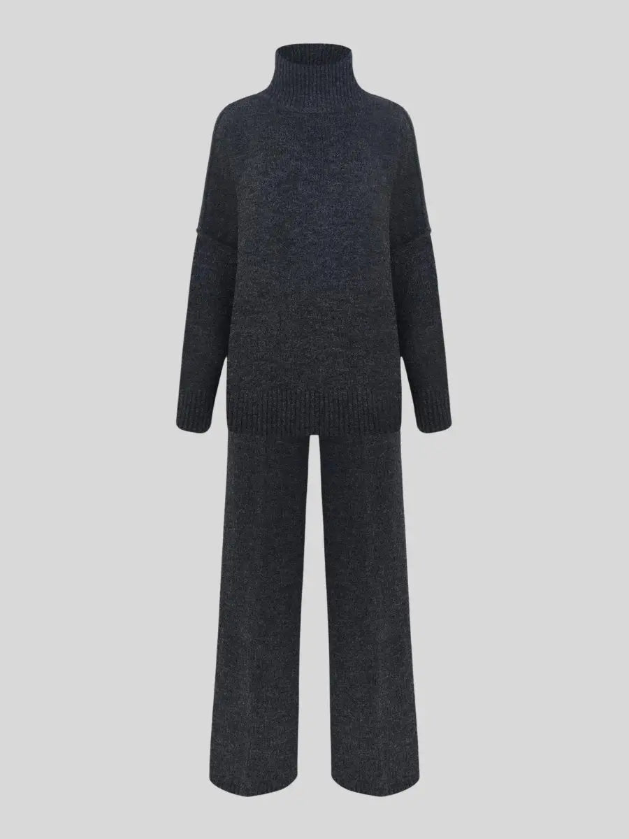 Zora | Women's Turtleneck Loungewear Set with Wide Leg Pants