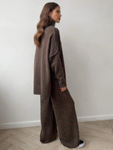 Zora | Women's Turtleneck Loungewear Set with Wide Leg Pants